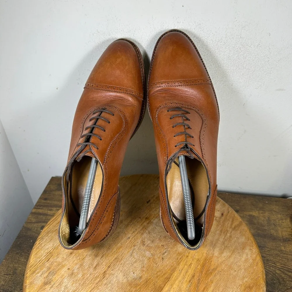 Beckett Simonon Dean Oxford Tan Leather Cap Toe Brogue Dress Shoes Mens 14